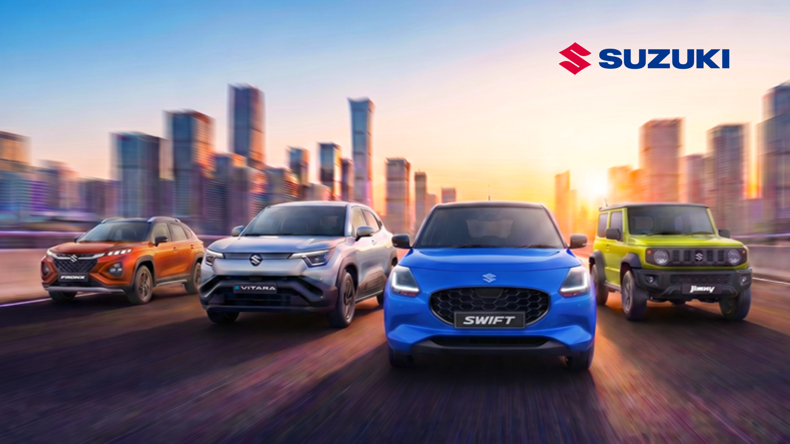 Suzuki Singapore range of cars including the Fronx, e VITARA, Swift and Jimny.